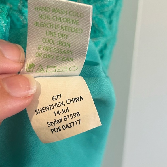 LILLY PULITZER seafoam green Jungle Lace short sleeve Erica shift dress S - Picture 6 of 10